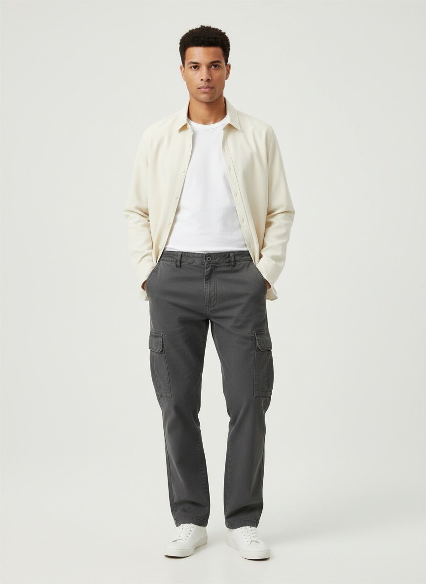 Relaxed Fit Vintage Multi-Pocket Men's Cargo Trousers for Spring and Autumn Casual Wear