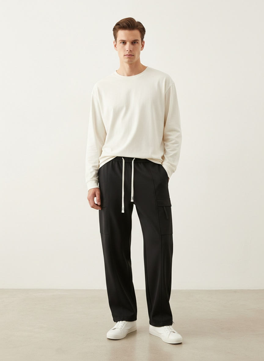 Straight Fit Multi-Pocket Men's Casual Trousers