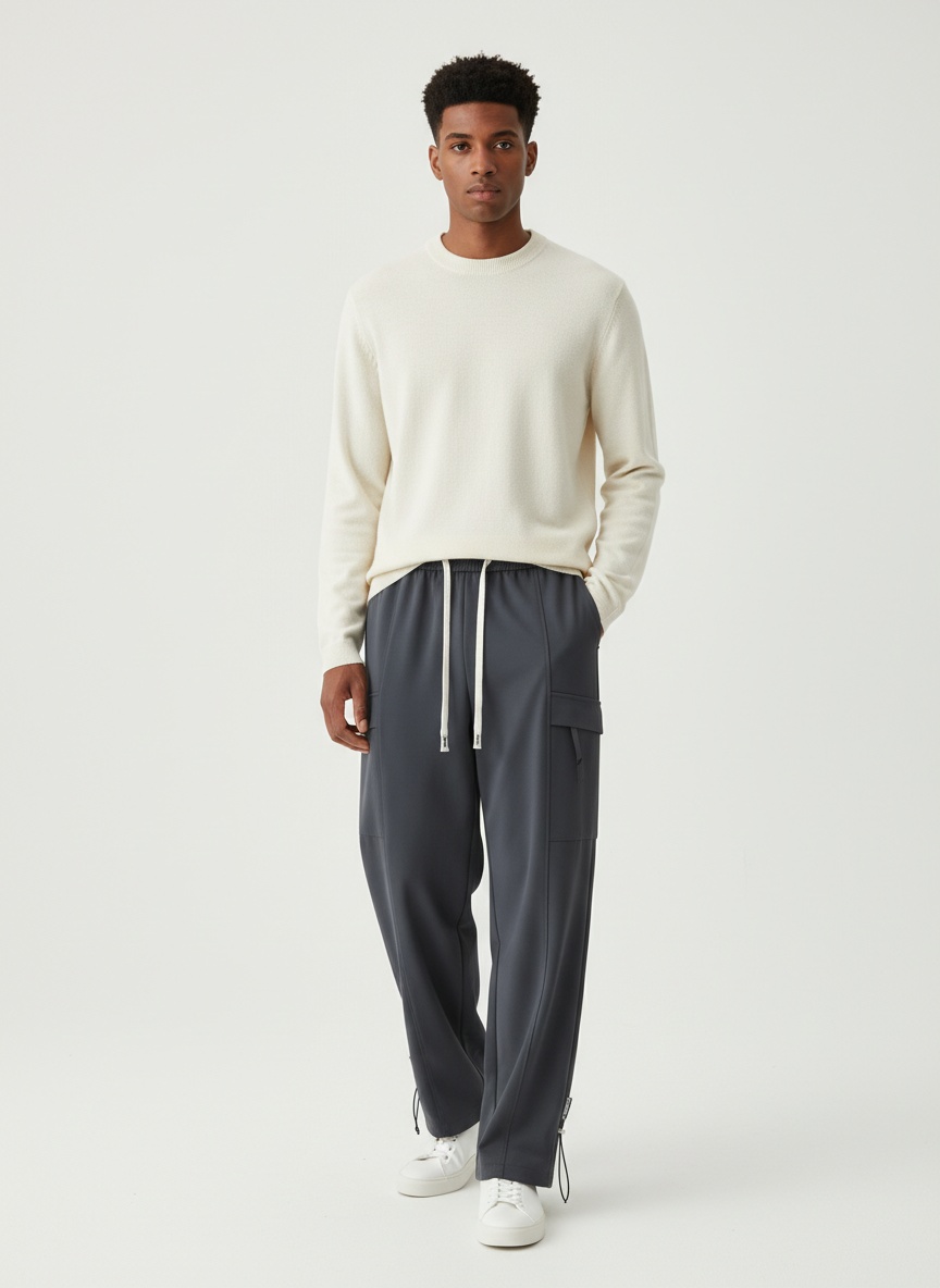 Straight Fit Multi-Pocket Men's Casual Trousers