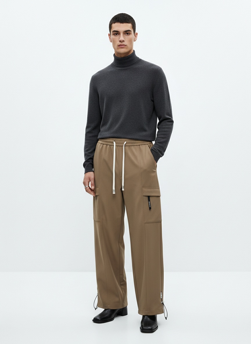 Straight Fit Multi-Pocket Men's Casual Trousers