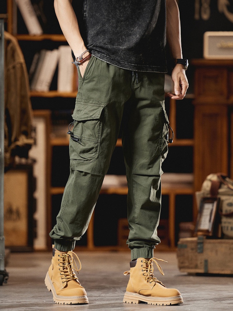 Tapered Fit Multi-Pocket Men's Cargo Trousers for Casual Streetwear