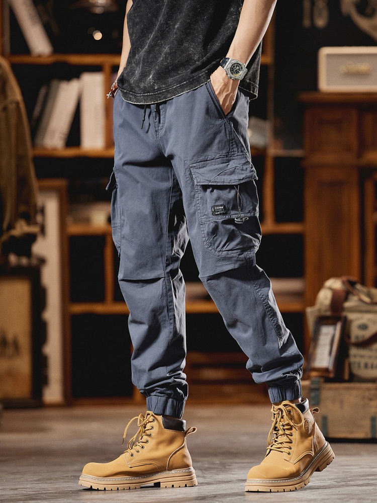 Tapered Fit Multi-Pocket Men's Cargo Trousers for Casual Streetwear