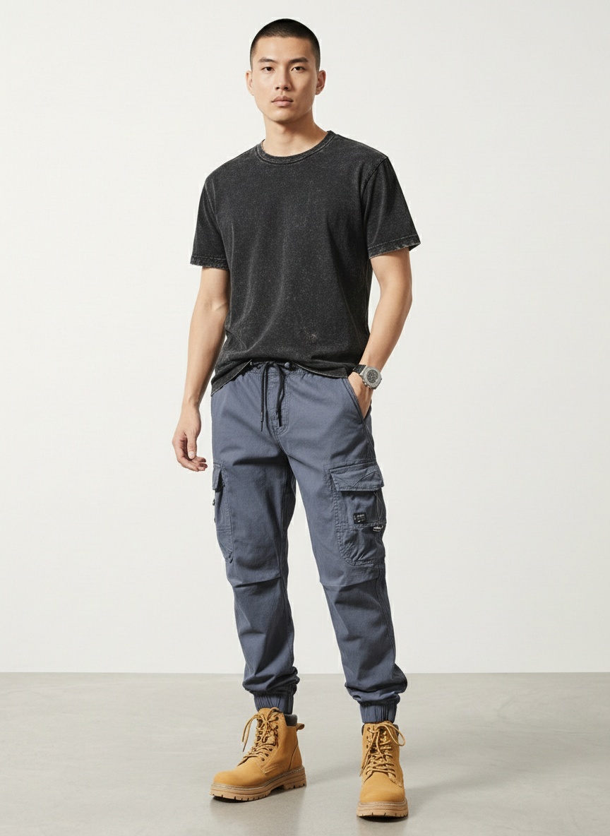 Tapered Fit Multi-Pocket Men's Cargo Trousers for Casual Streetwear