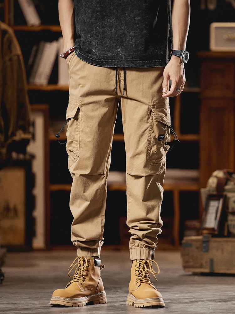 Tapered Fit Multi-Pocket Men's Cargo Trousers for Casual Streetwear