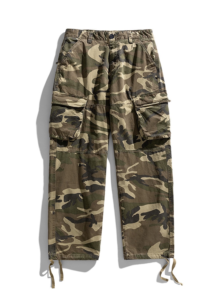Relaxed Fit Wide-Leg Camouflage Men's Cargo Trousers