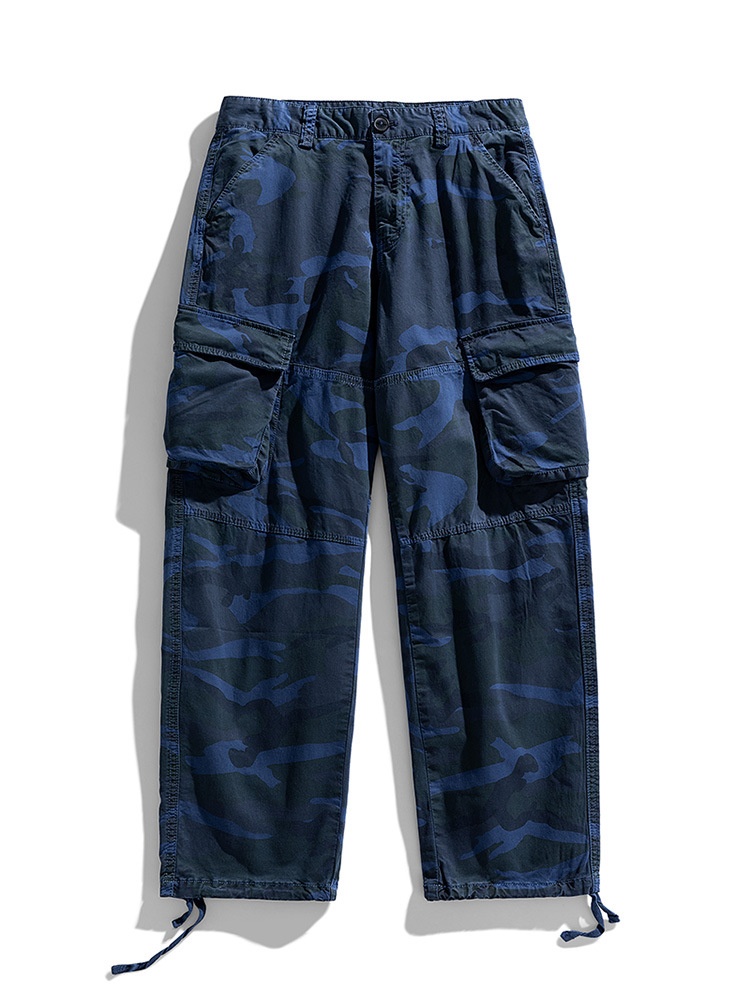 Relaxed Fit Wide-Leg Camouflage Men's Cargo Trousers