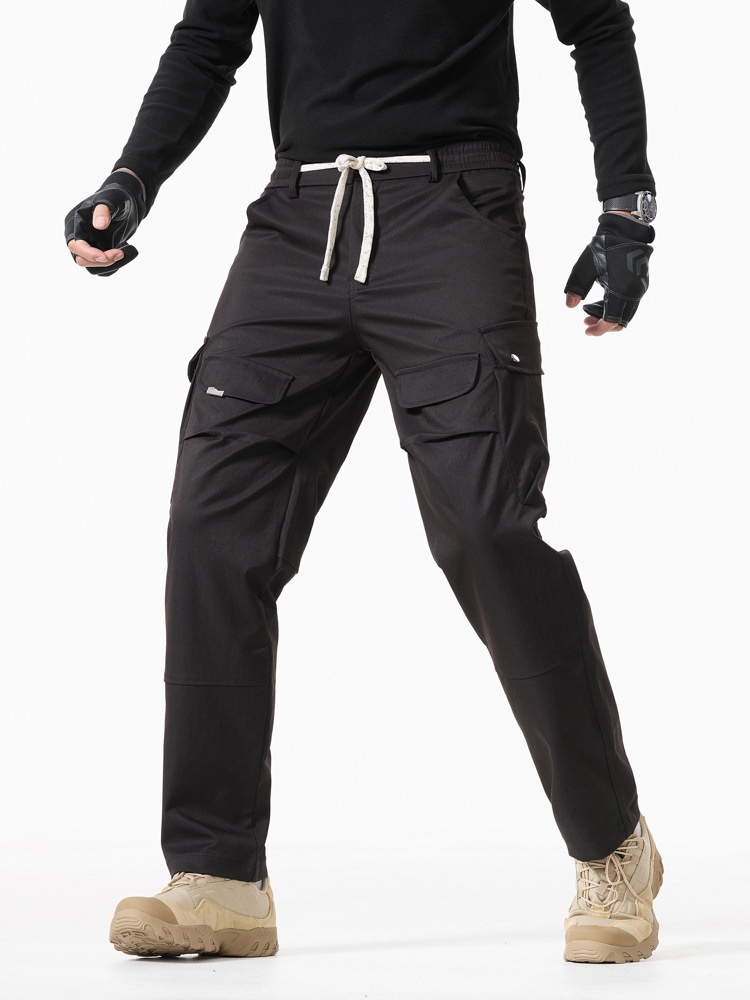 Retro Wide-Leg Multi-Pocket Men's Cargo Trousers for Casual Outerwear