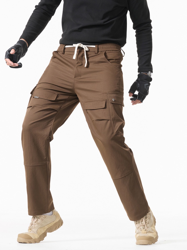 Retro Wide-Leg Multi-Pocket Men's Cargo Trousers for Casual Outerwear