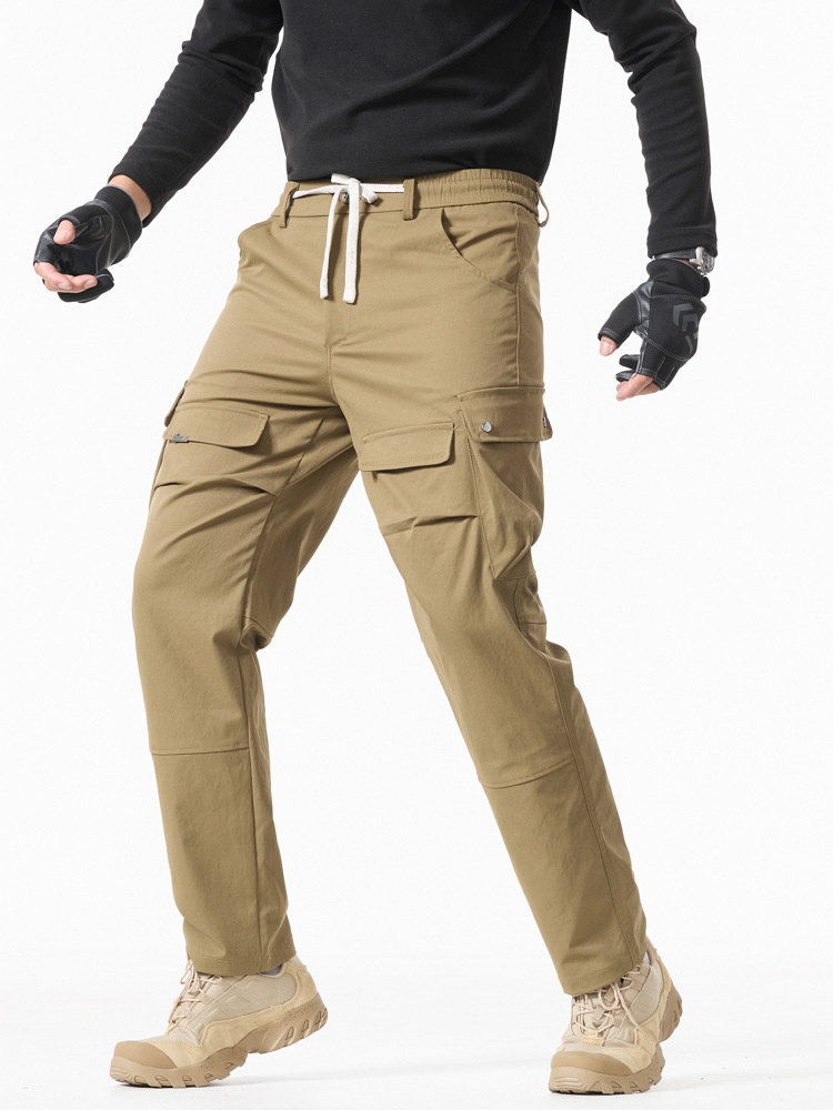 Retro Wide-Leg Multi-Pocket Men's Cargo Trousers for Casual Outerwear