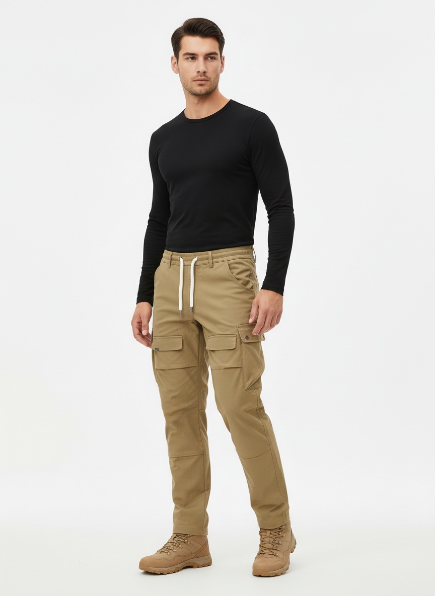 Retro Wide-Leg Multi-Pocket Men's Cargo Trousers for Casual Outerwear