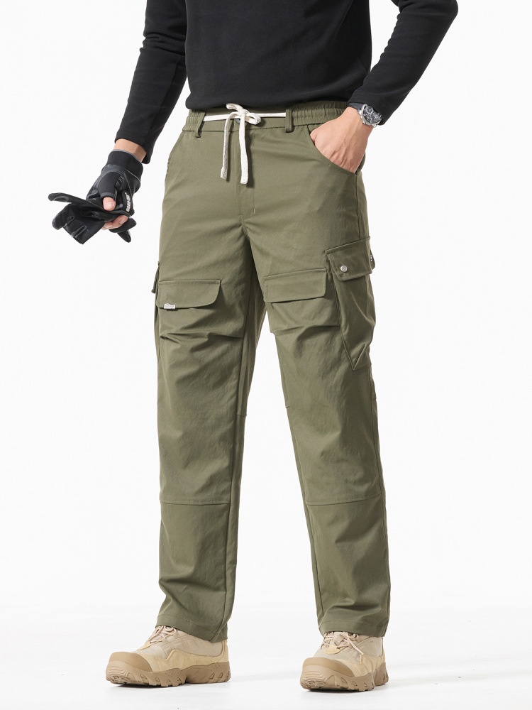 Retro Wide-Leg Multi-Pocket Men's Cargo Trousers for Casual Outerwear