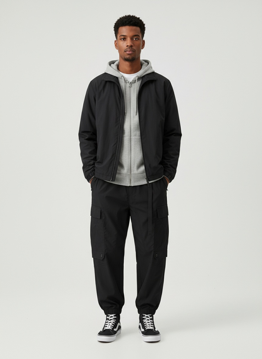 Relaxed Fit Simple Straight Leg Multi-Pocket Men's Cargo Trousers for Casual Athletic Wear