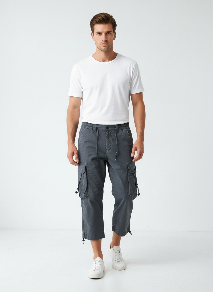 Straight Fit Summer Casual Men's Cargo Capri