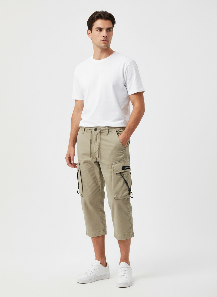 Straight Fit Summer Casual Men's Cargo Capri