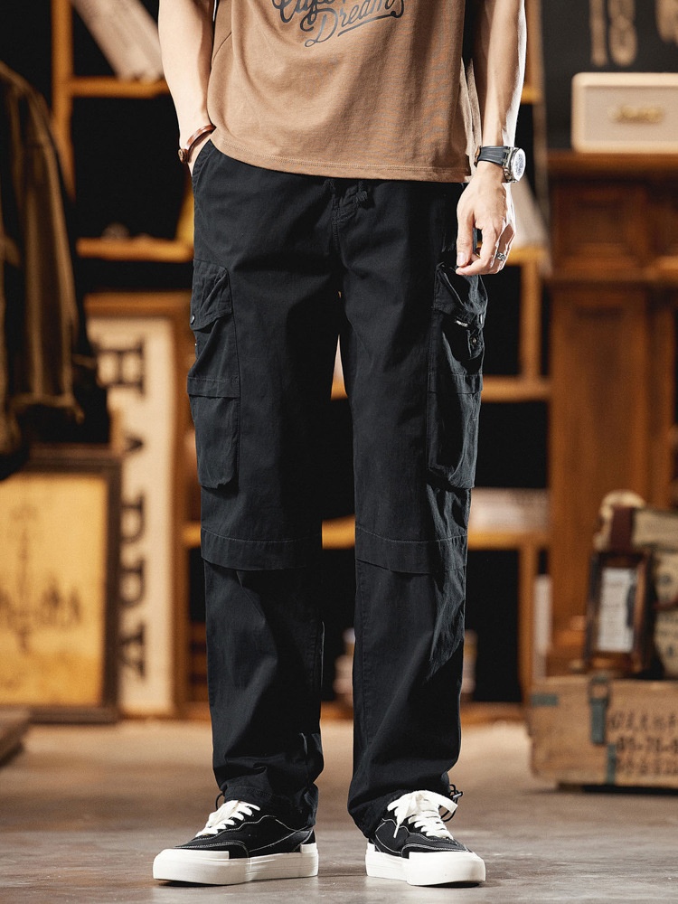 Loose Fit Straight Leg Men's Cargo Trousers for Spring Outdoor Wear
