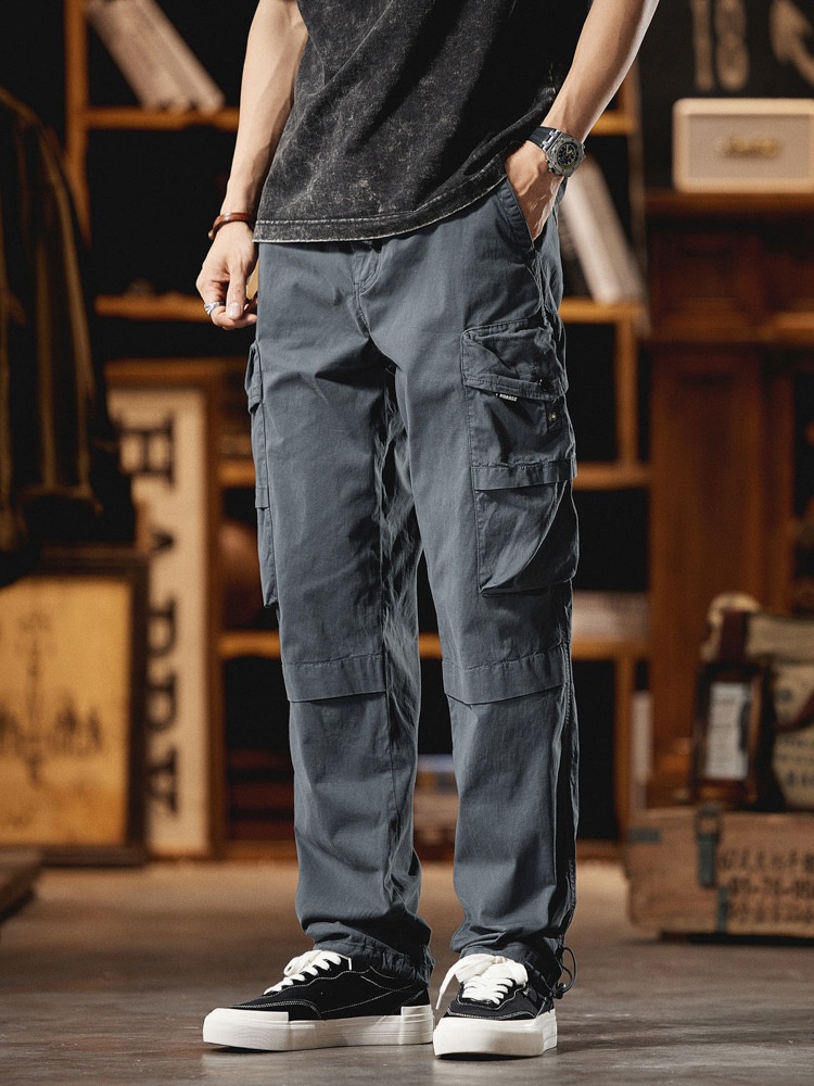 Loose Fit Straight Leg Men's Cargo Trousers for Spring Outdoor Wear
