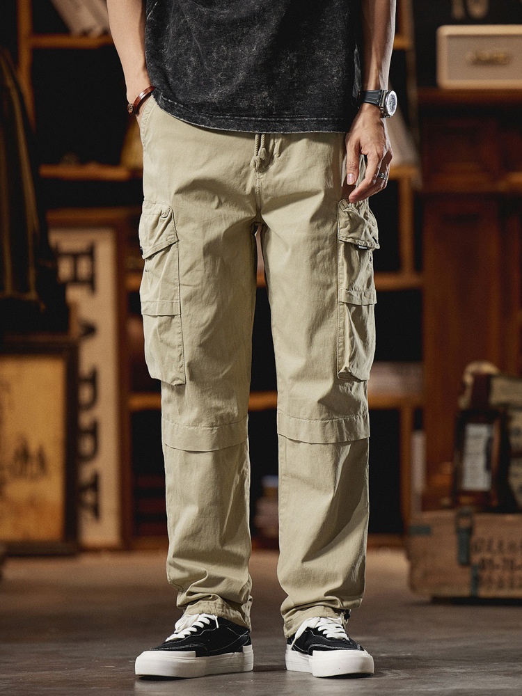 Loose Fit Straight Leg Men's Cargo Trousers for Spring Outdoor Wear