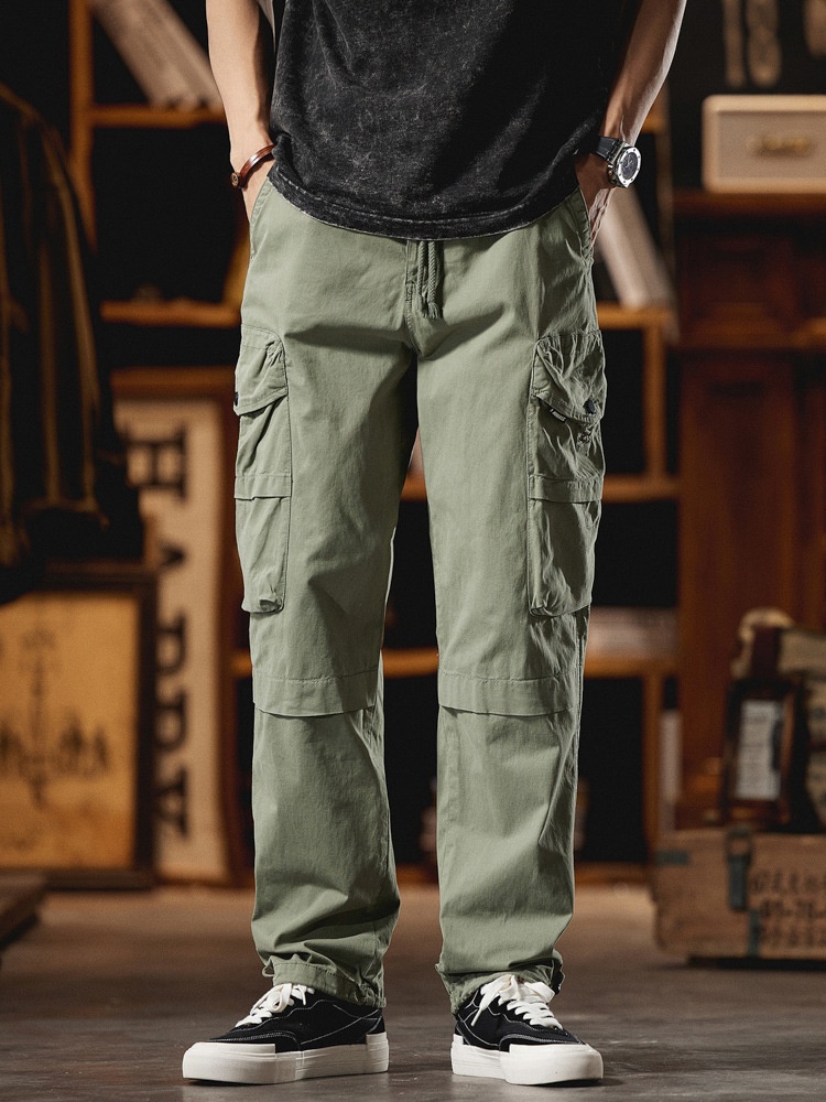 Loose Fit Straight Leg Men's Cargo Trousers for Spring Outdoor Wear