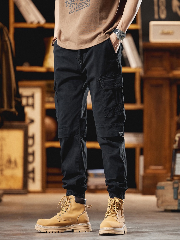 Relaxed Fit Multi-Pocket Men's Cargo Trousers for Casual Streetwear