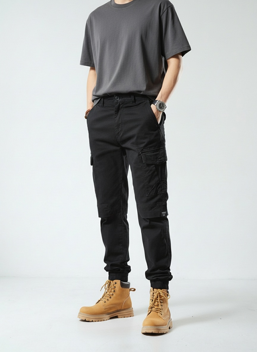 Relaxed Fit Multi-Pocket Men's Cargo Trousers for Casual Streetwear