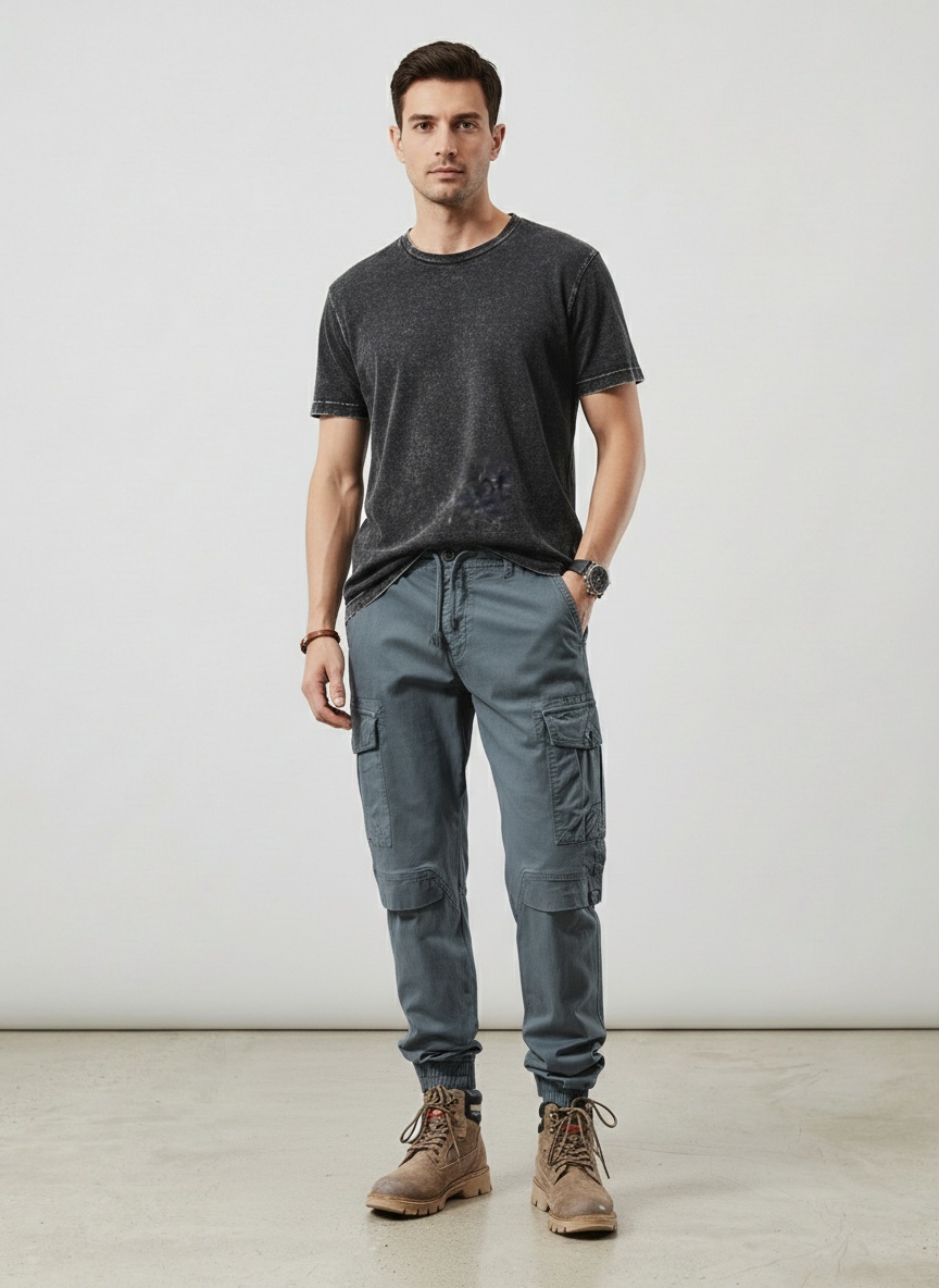 Relaxed Fit Multi-Pocket Men's Cargo Trousers for Casual Streetwear