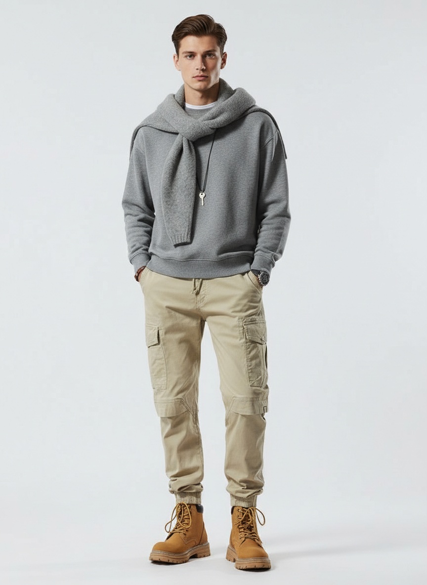 Relaxed Fit Multi-Pocket Men's Cargo Trousers for Casual Streetwear