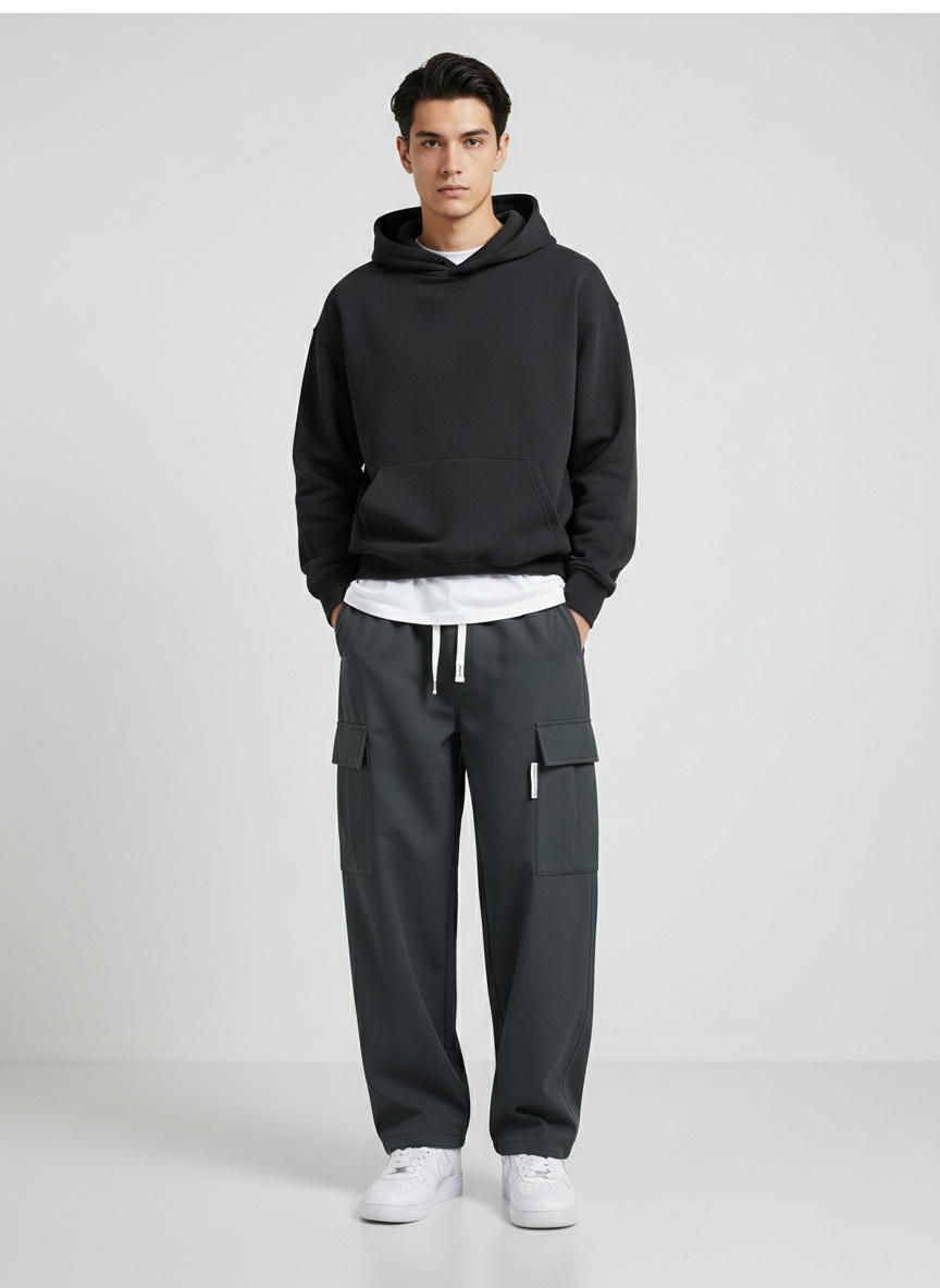 Relaxed Fit Multi-Pocket Men's Trousers for Winter Casual Wear