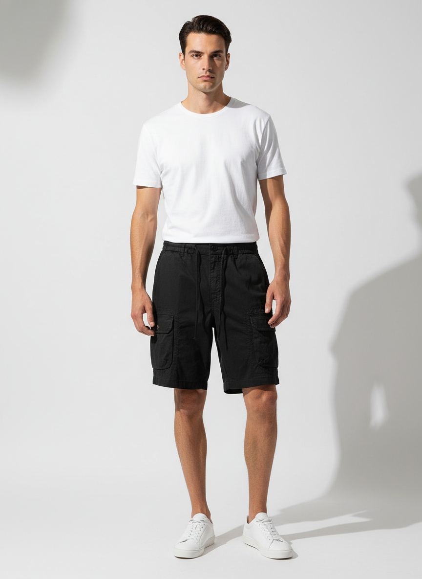 Multi-Pocket Stretch Vintage Men's Cargo Shorts for Summer Wear