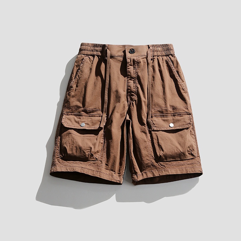 Multi-Pocket Stretch Vintage Men's Cargo Shorts for Summer Wear