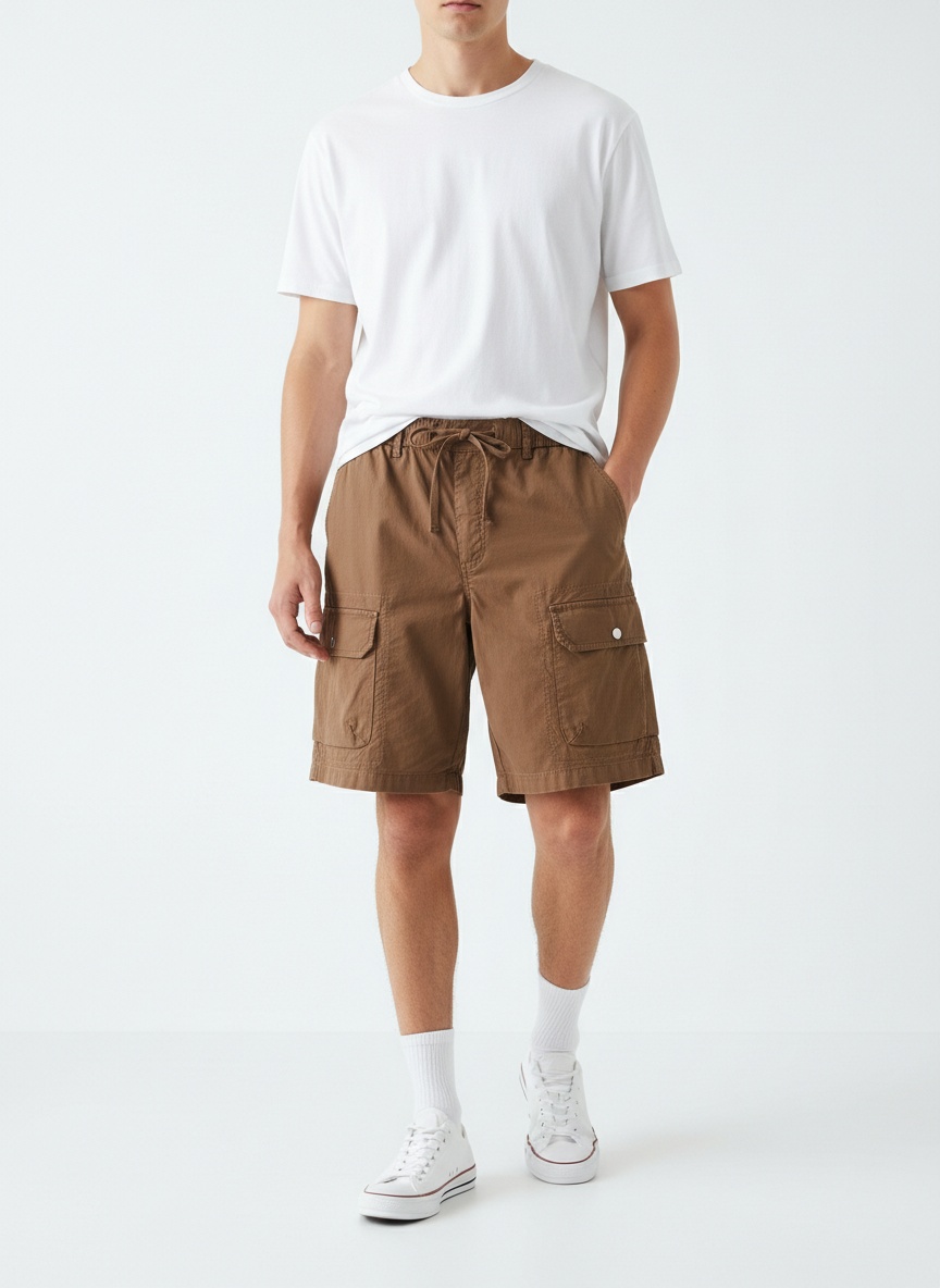 Multi-Pocket Stretch Vintage Men's Cargo Shorts for Summer Wear