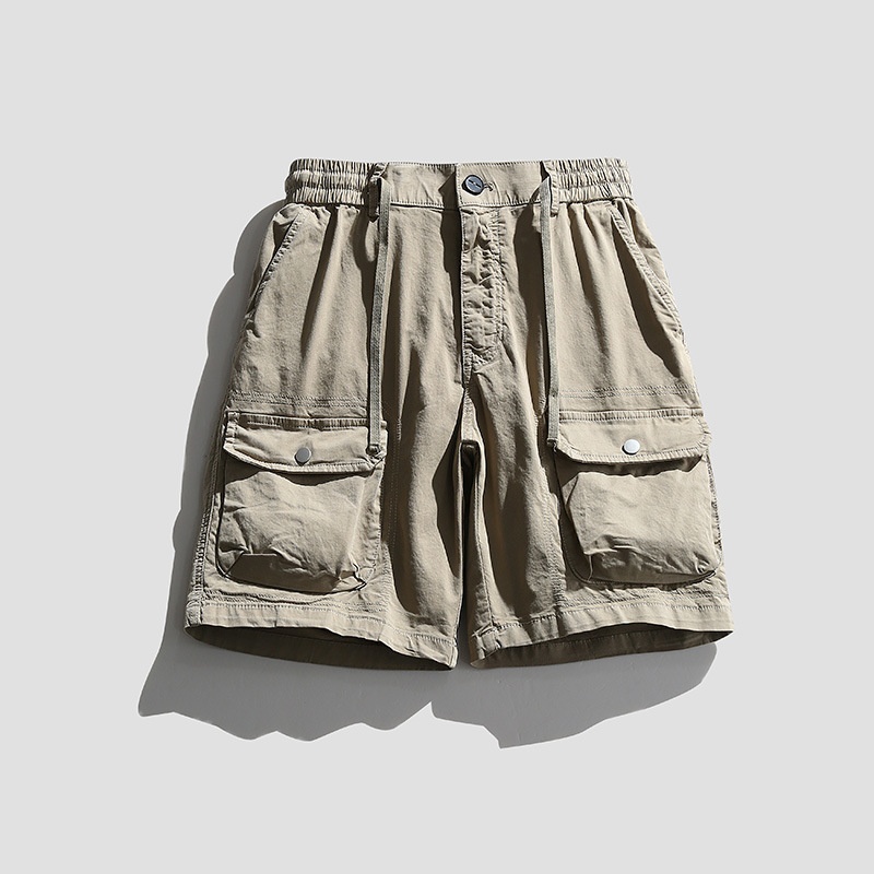 Multi-Pocket Stretch Vintage Men's Cargo Shorts for Summer Wear