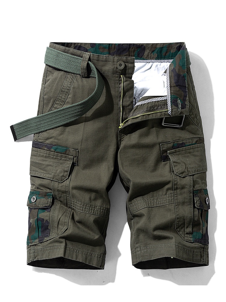 Straight Fit Multi-Pocket Men's Cargo Shorts for Summer Casual Wear (Belt Not Included)