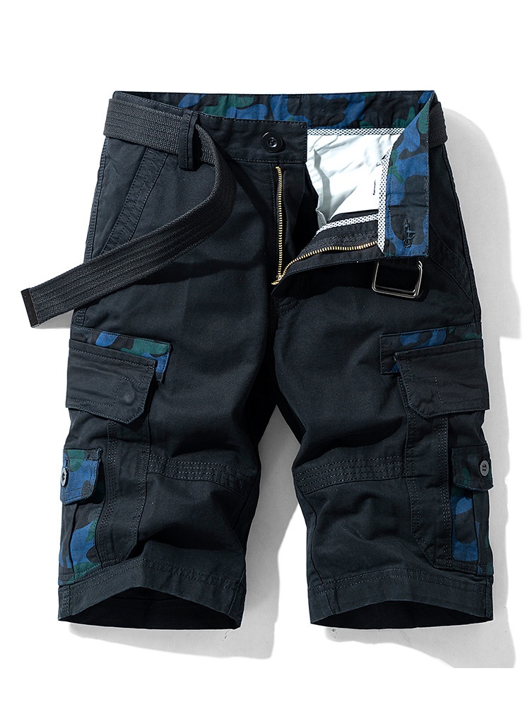 Straight Fit Multi-Pocket Men's Cargo Shorts for Summer Casual Wear (Belt Not Included)