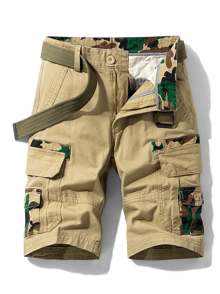 Straight Fit Multi-Pocket Men's Cargo Shorts for Summer Casual Wear (Belt Not Included)