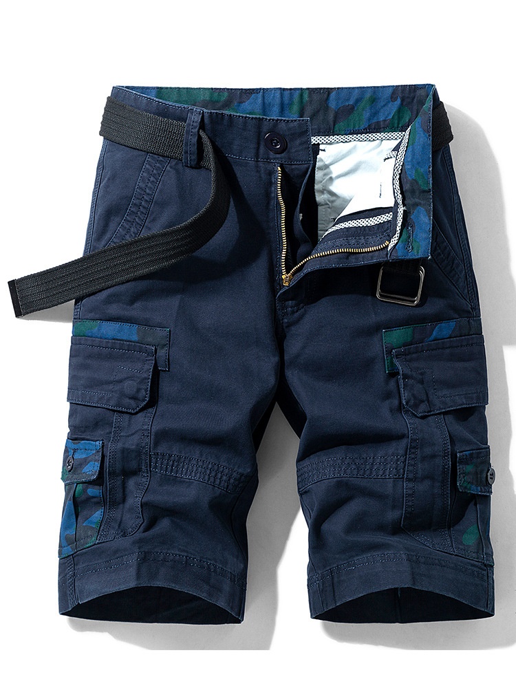 Straight Fit Multi-Pocket Men's Cargo Shorts for Summer Casual Wear (Belt Not Included)