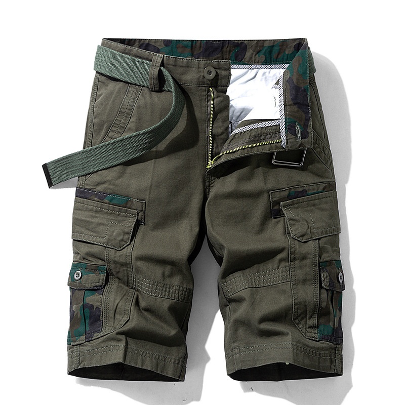 Straight Fit Multi-Pocket Men's Cargo Shorts for Summer Casual Wear (Belt Not Included)