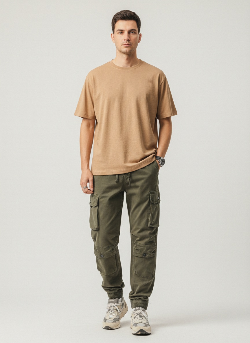 Vintage Straight Fit Multi-Pocket Men's Cargo Shorts for Outdoor Casual Wear