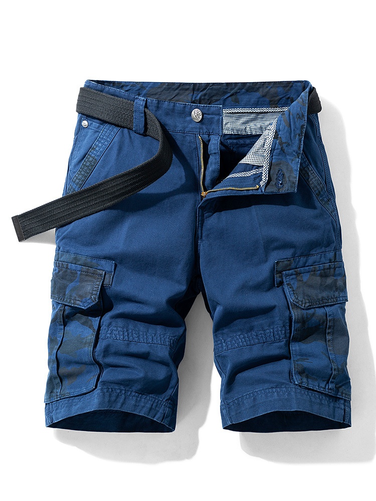 Loose Fit Camouflage Belted Men's Cargo Shorts for Casual Wear With Belt