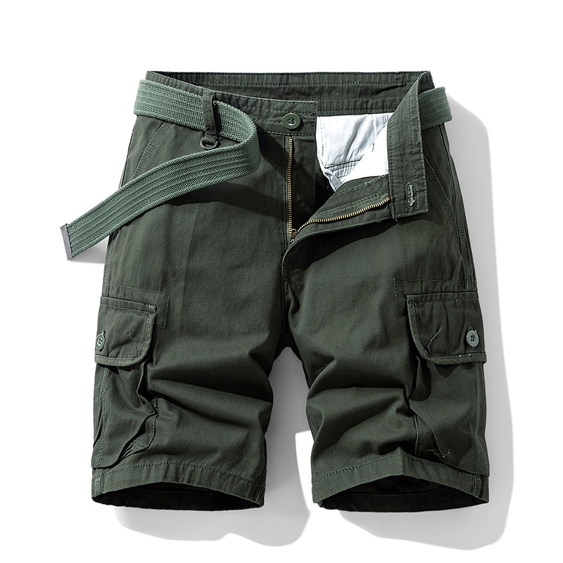 Vintage Functional Multi-Pocket Relaxed Fit Men's Cargo Shorts for Summer Casual Wear  (Belt Not Included)