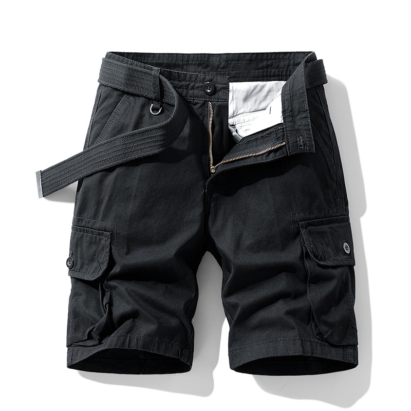 Vintage Functional Multi-Pocket Relaxed Fit Men's Cargo Shorts for Summer Casual Wear  (Belt Not Included)