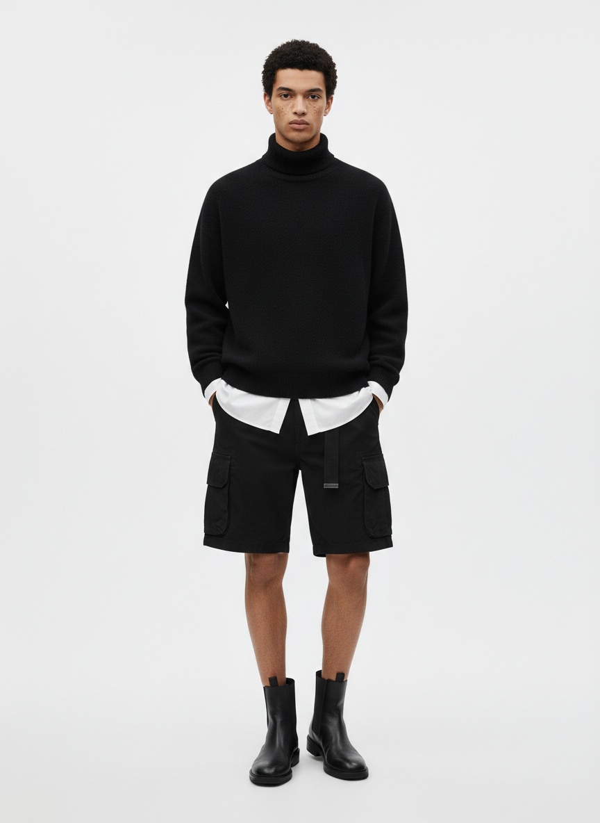 Vintage Functional Multi-Pocket Relaxed Fit Men's Cargo Shorts for Summer Casual Wear  (Belt Not Included)