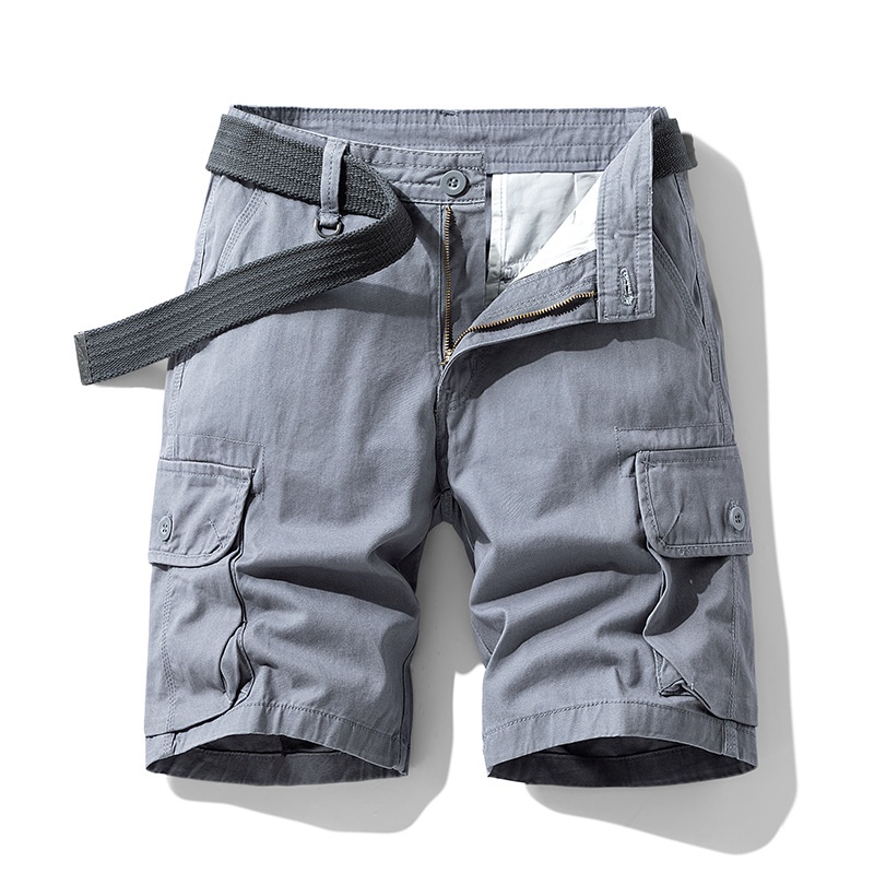 Vintage Functional Multi-Pocket Relaxed Fit Men's Cargo Shorts for Summer Casual Wear  (Belt Not Included)