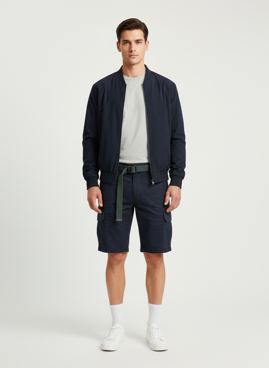 Vintage Functional Multi-Pocket Relaxed Fit Men's Cargo Shorts for Summer Casual Wear  (Belt Not Included)