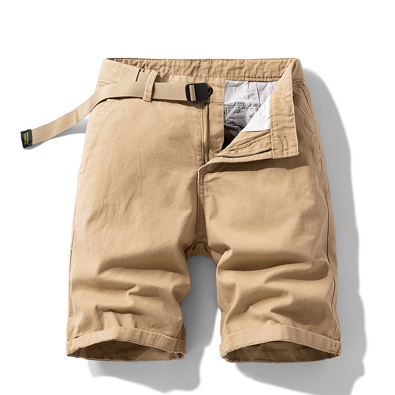 Elegant Solid Tone Summer Men's Cargo Shorts for Casual Wear  (Belt Not Included)