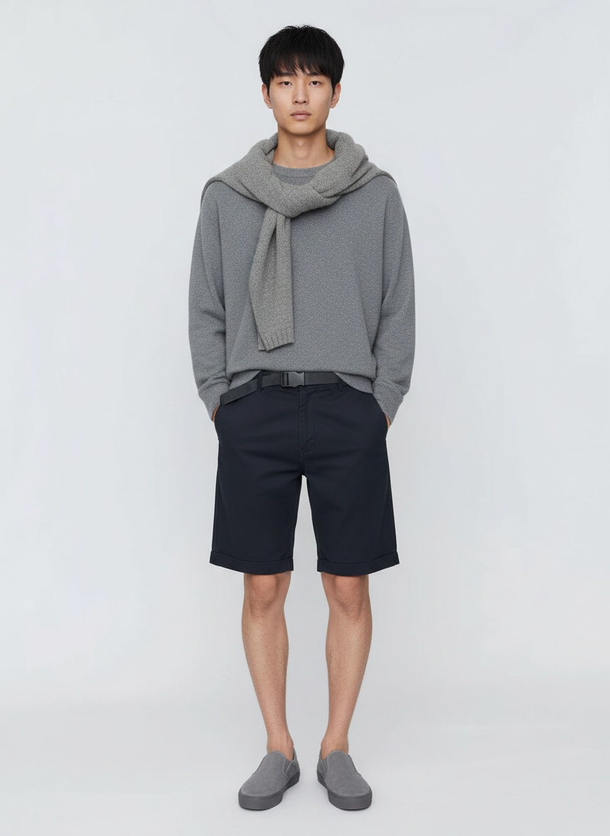 Elegant Solid Tone Summer Men's Cargo Shorts for Casual Wear  (Belt Not Included)