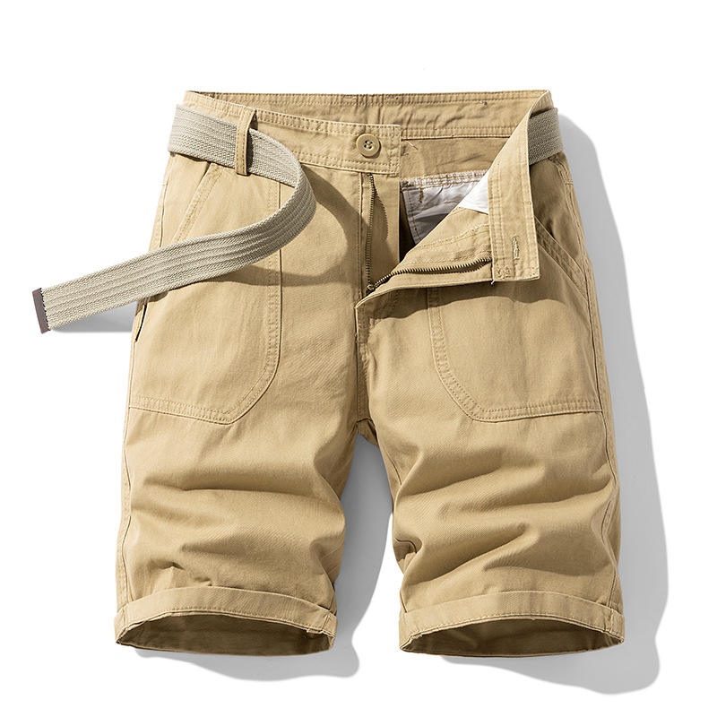 Relaxed Fit Vintage-Inspired Men's Cargo Shorts for Summer Casual Wear  (Belt Not Included)