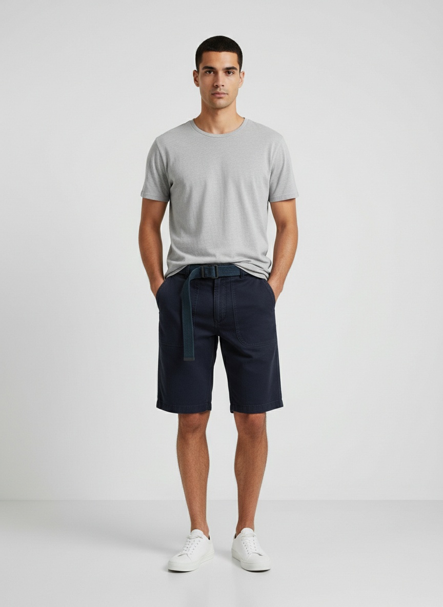 Relaxed Fit Vintage-Inspired Men's Cargo Shorts for Summer Casual Wear  (Belt Not Included)
