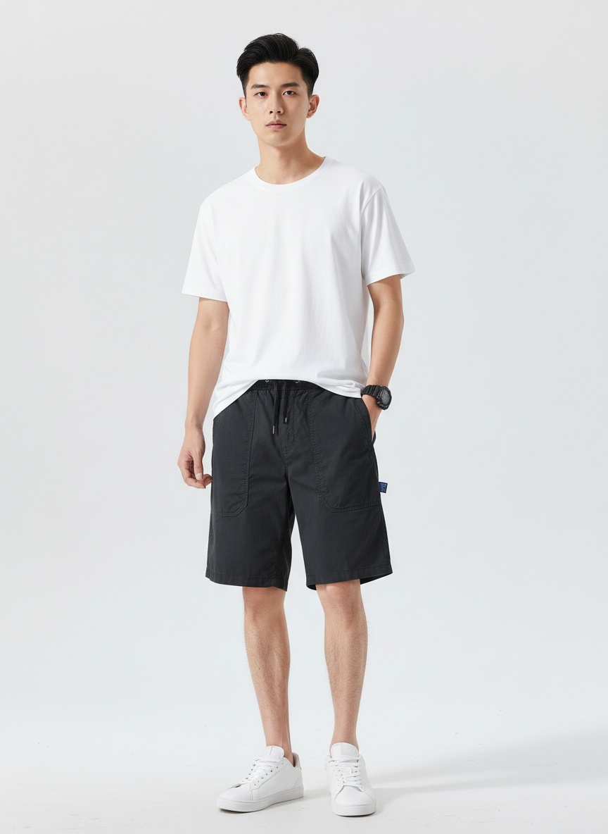 Pantalones cortos cargo elásticos de corte relajado para hombre para uso informal al aire libre