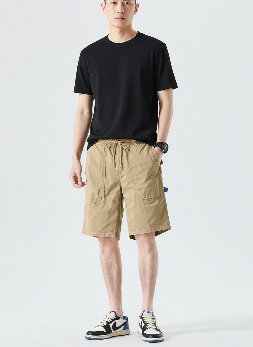 Pantalones cortos cargo elásticos de corte relajado para hombre para uso informal al aire libre