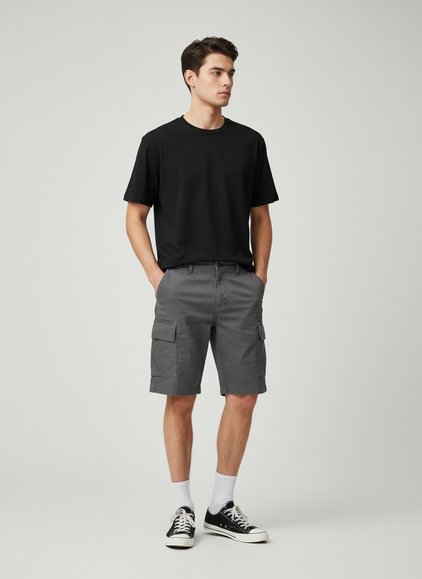 Pantalones cortos cargo holgados con múltiples bolsillos para hombre, ideales para el verano.